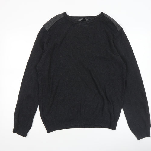 Cedar Wood State Men's Black Cotton Crew Neck Jumper Size L