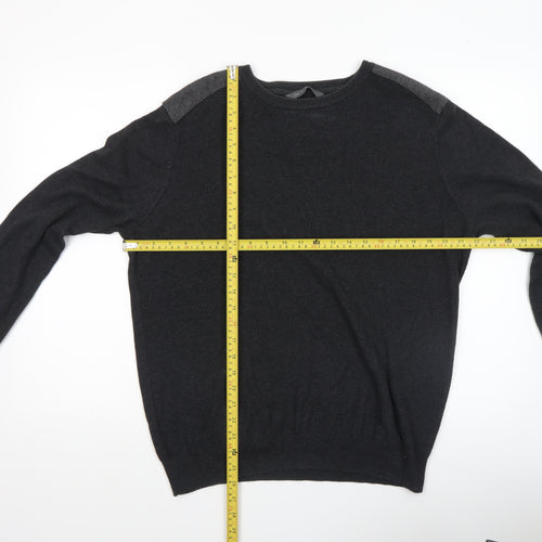 Cedar Wood State Men's Black Cotton Crew Neck Jumper Size L