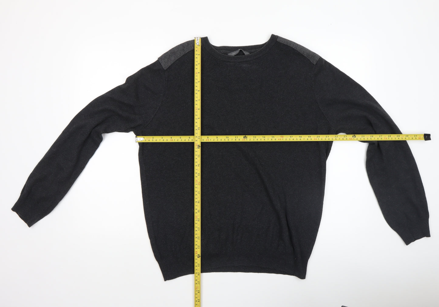 Cedar Wood State Men's Black Cotton Crew Neck Jumper Size L