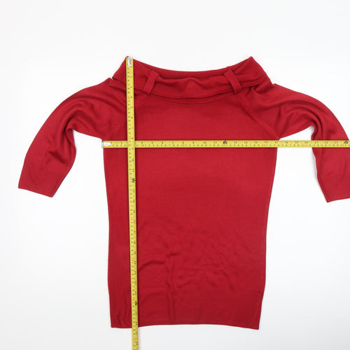 Marks and Spencer Women’s Red Boat Neck 3/4 Sleeve Acrylic Jumper Size 12