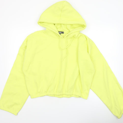 Missguided Women Yellow Hoodie UK 16 Pullover Relaxed Fit Cotton Blend