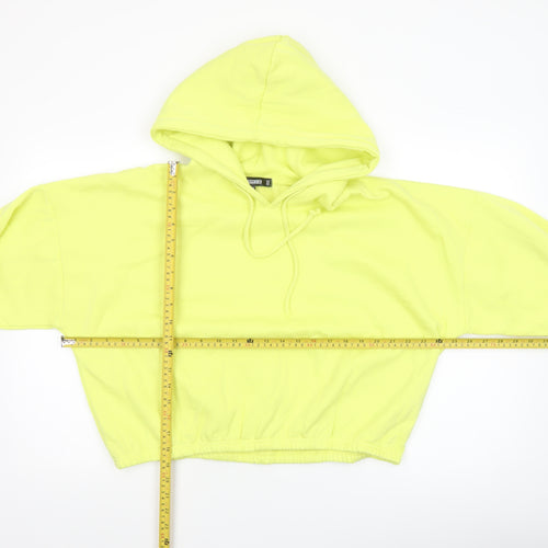 Missguided Women Yellow Hoodie UK 16 Pullover Relaxed Fit Cotton Blend