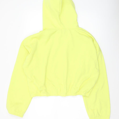 Missguided Women Yellow Hoodie UK 16 Pullover Relaxed Fit Cotton Blend