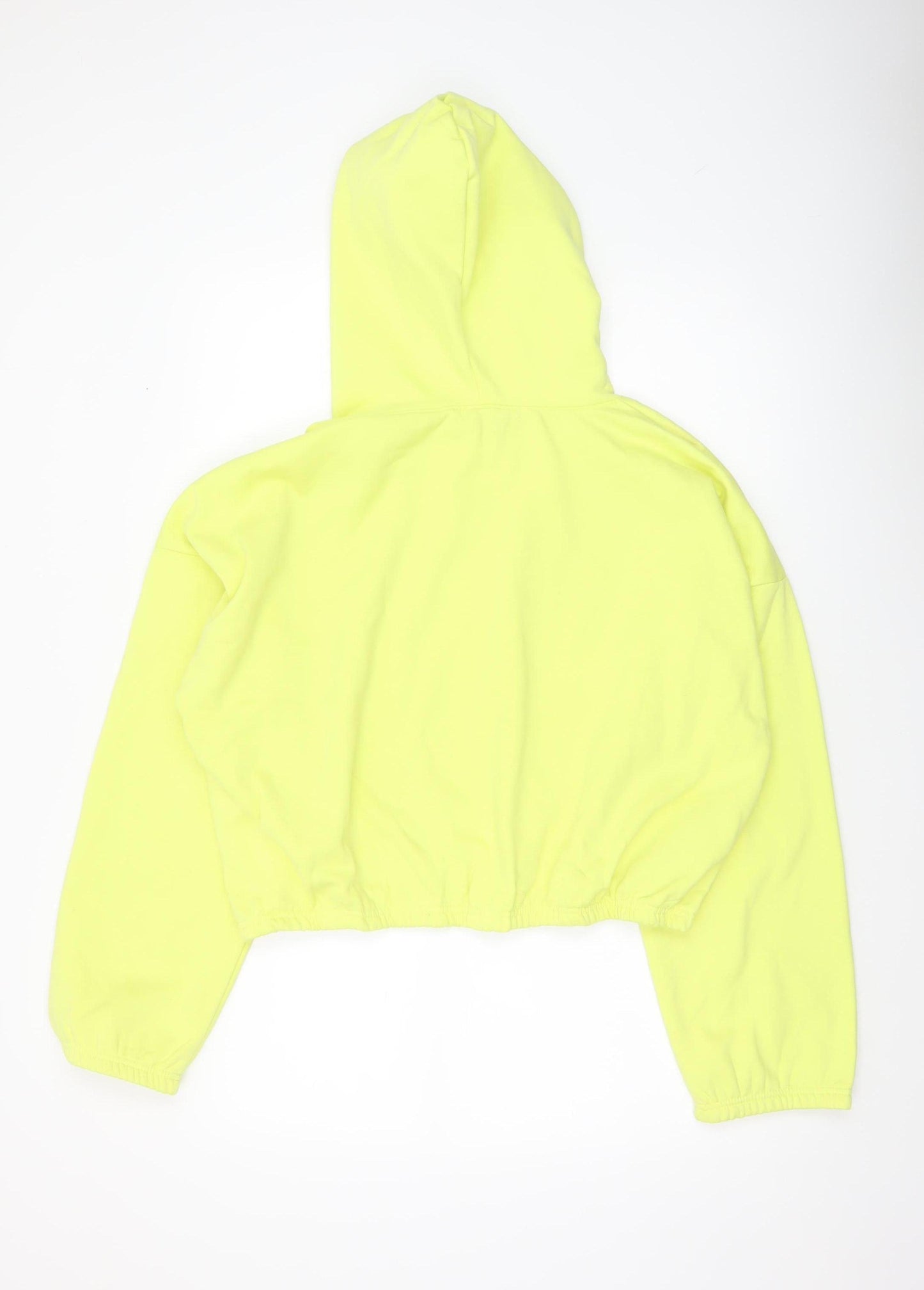 Missguided Women Yellow Hoodie UK 16 Pullover Relaxed Fit Cotton Blend
