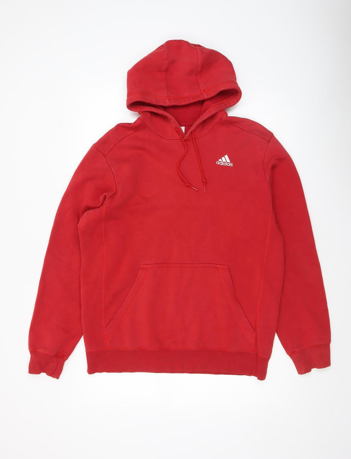Adidas Men's Red Pullover Hoodie Medium Cotton Blend