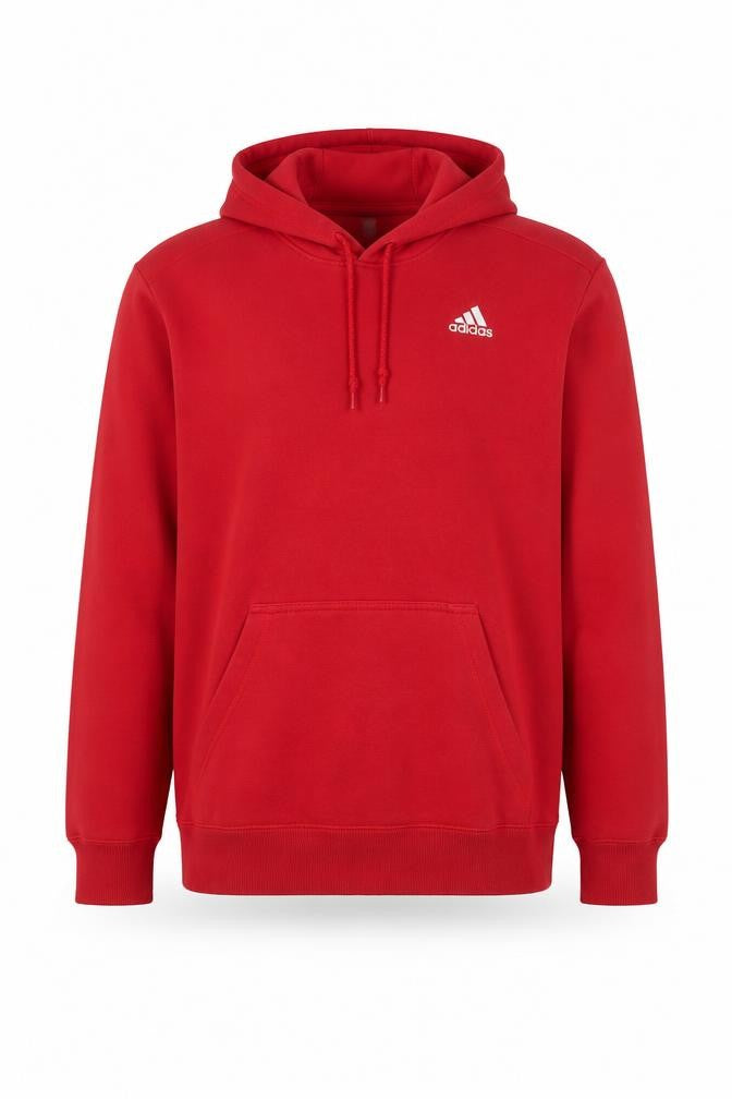 Front view of Adidas Men's Red Pullover Hoodie Medium Cotton Blend