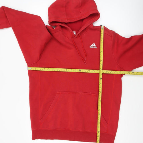 Adidas Men's Red Pullover Hoodie Medium Cotton Blend
