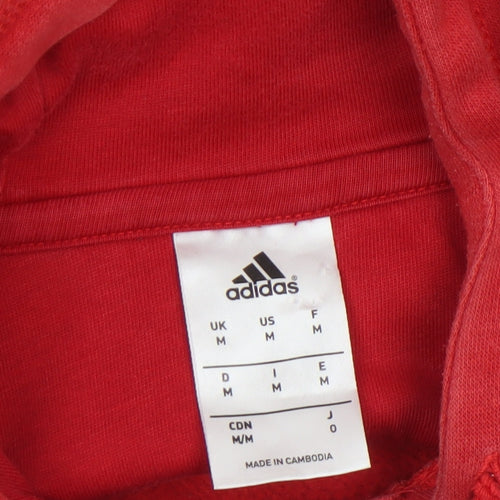 Adidas Men's Red Pullover Hoodie Medium Cotton Blend