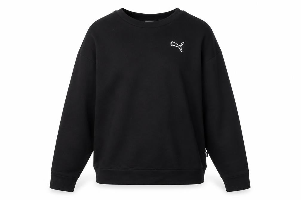 Front view of Puma Men's Black Small Crew Neck Cotton Sweatshirt Classic Fit