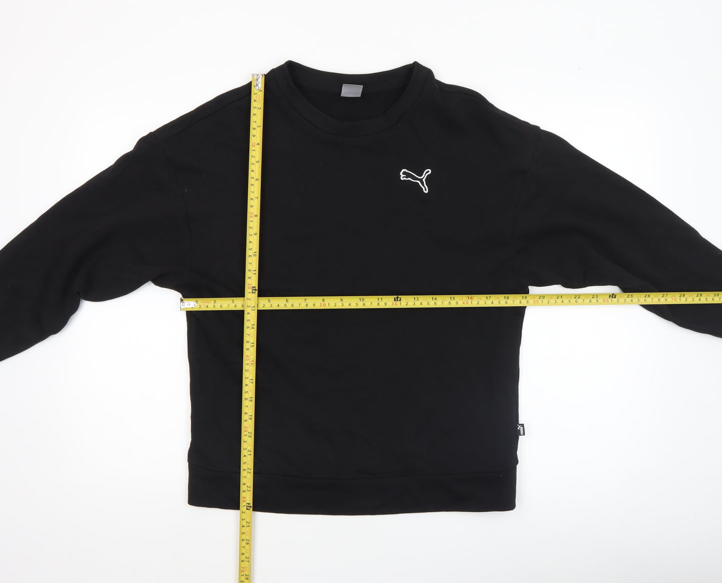 Puma Men's Black Small Crew Neck Cotton Sweatshirt Classic Fit