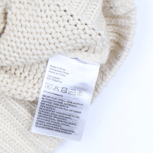 H&M Divided Women Ivory Chunky Knit Cropped Pullover Jumper Size 8