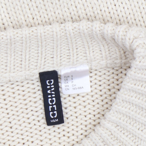H&M Divided Women Ivory Chunky Knit Cropped Pullover Jumper Size 8