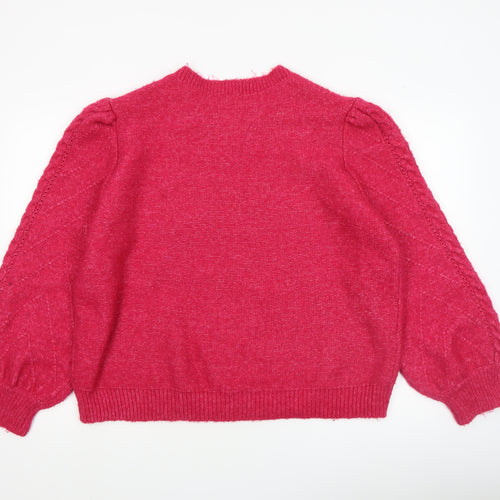 M&Co Women Pink Cable-Knit Crew Neck Pullover Jumper UK20