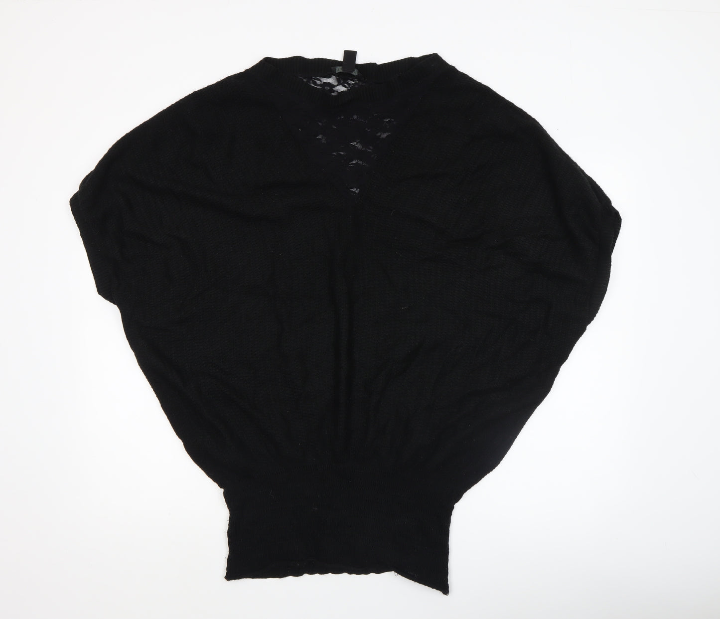 MNG Collection Womens Black V-Neck Knit Pullover Jumper Size 12