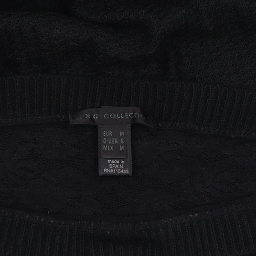 MNG Collection Womens Black V-Neck Knit Pullover Jumper Size 12