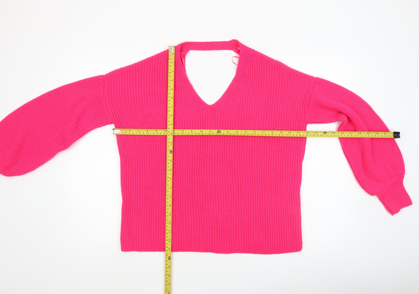 Miss Selfridge Women’s Pink V-Neck Chunky Knit Jumper Size 8