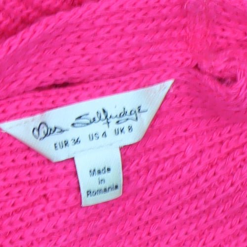 Miss Selfridge Women’s Pink V-Neck Chunky Knit Jumper Size 8