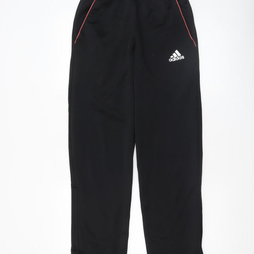 Adidas Men's Black Jogger Trousers S Elastic Waist Zip Hem