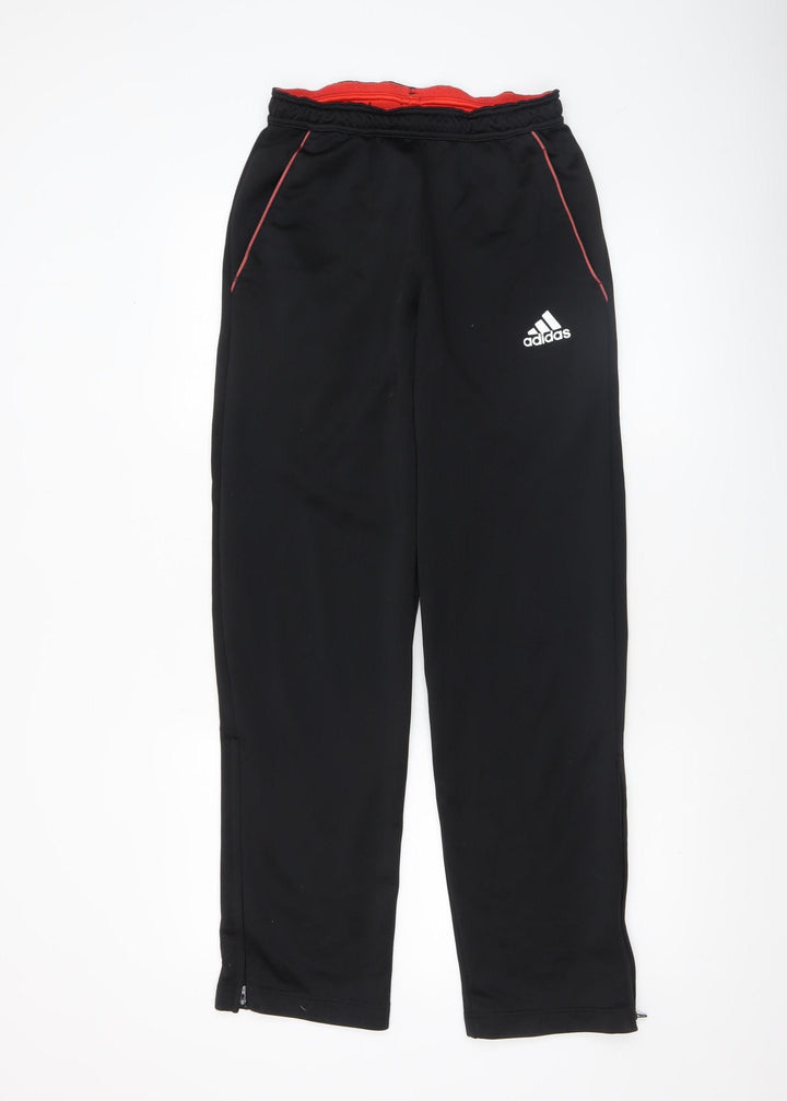 Adidas Men's Black Jogger Trousers S Elastic Waist Zip Hem