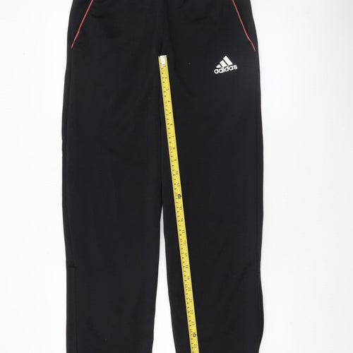 Adidas Men's Black Jogger Trousers S Elastic Waist Zip Hem