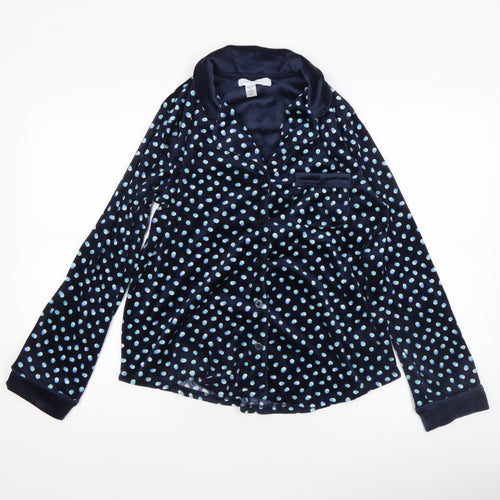 Carole Hochman Women Blue Polka Dot Velour Pyjama Top S