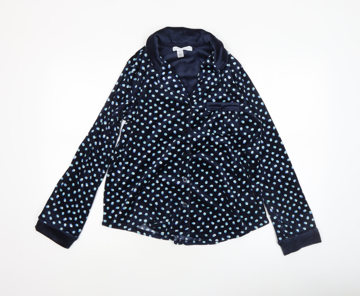 Carole Hochman Women Blue Polka Dot Velour Pyjama Top S