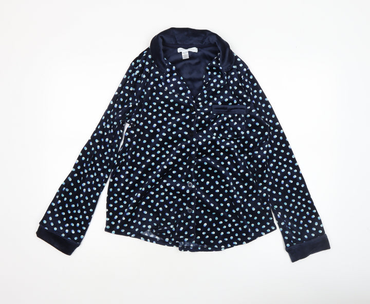 Carole Hochman Women Blue Polka Dot Velour Pyjama Top S