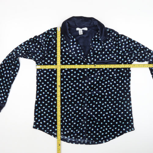 Carole Hochman Women Blue Polka Dot Velour Pyjama Top S