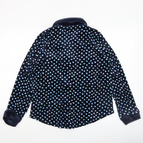 Carole Hochman Women Blue Polka Dot Velour Pyjama Top S