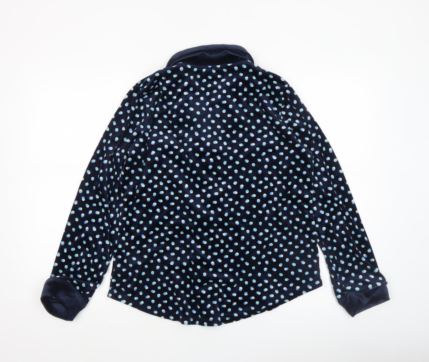 Carole Hochman Women Blue Polka Dot Velour Pyjama Top S