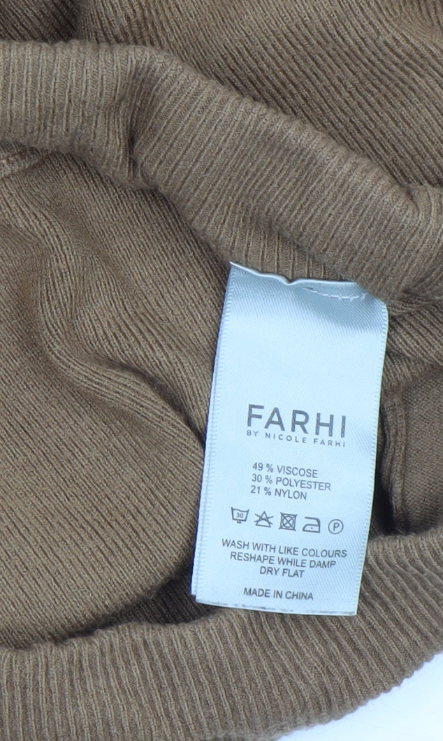 Farhi by Nicole Farhi Womens Brown Wide-Leg Knit Trousers Size 10