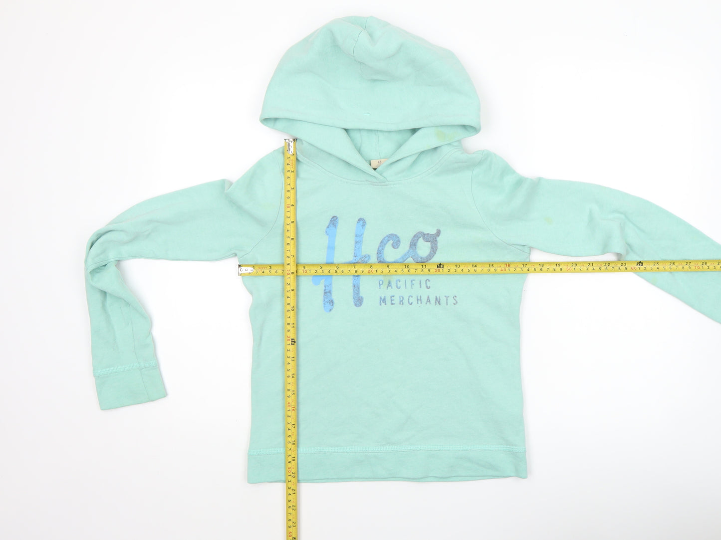 Hollister Womens Mint Green XS Pullover Hoodie with Logo Print