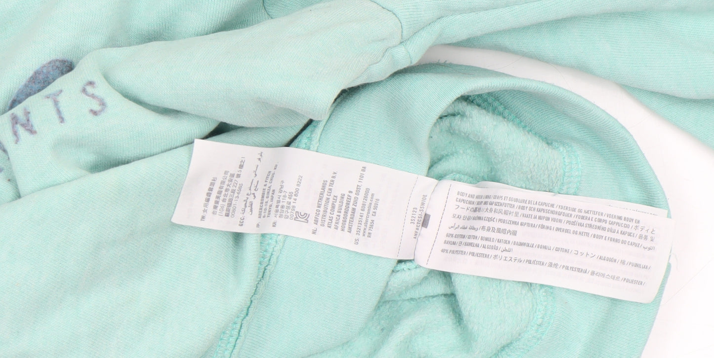 Hollister Womens Mint Green XS Pullover Hoodie with Logo Print