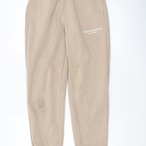 New Balance Women Beige XS Sweatpants Fleece Tapered Trousers