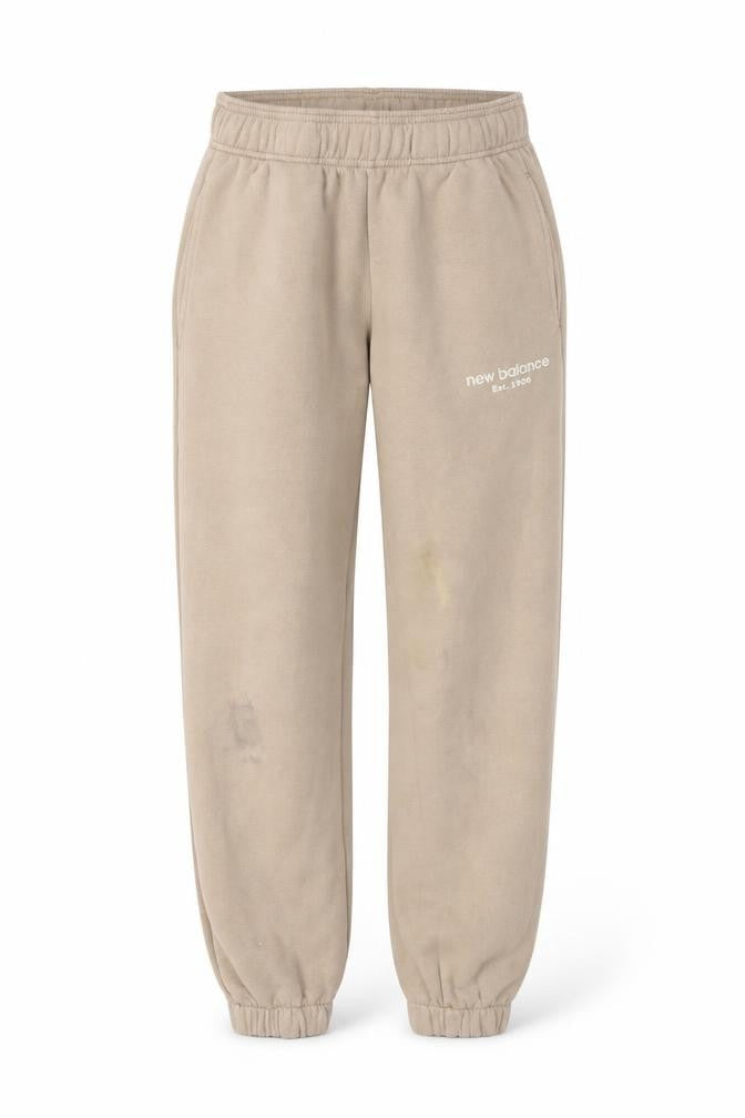 New Balance Women Beige XS Sweatpants Fleece Tapered Trousers
