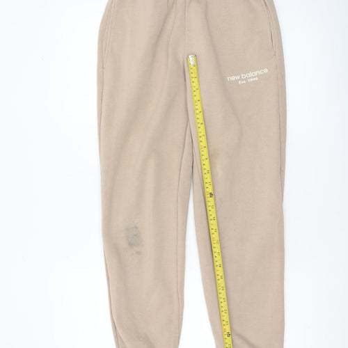 New Balance Women Beige XS Sweatpants Fleece Tapered Trousers