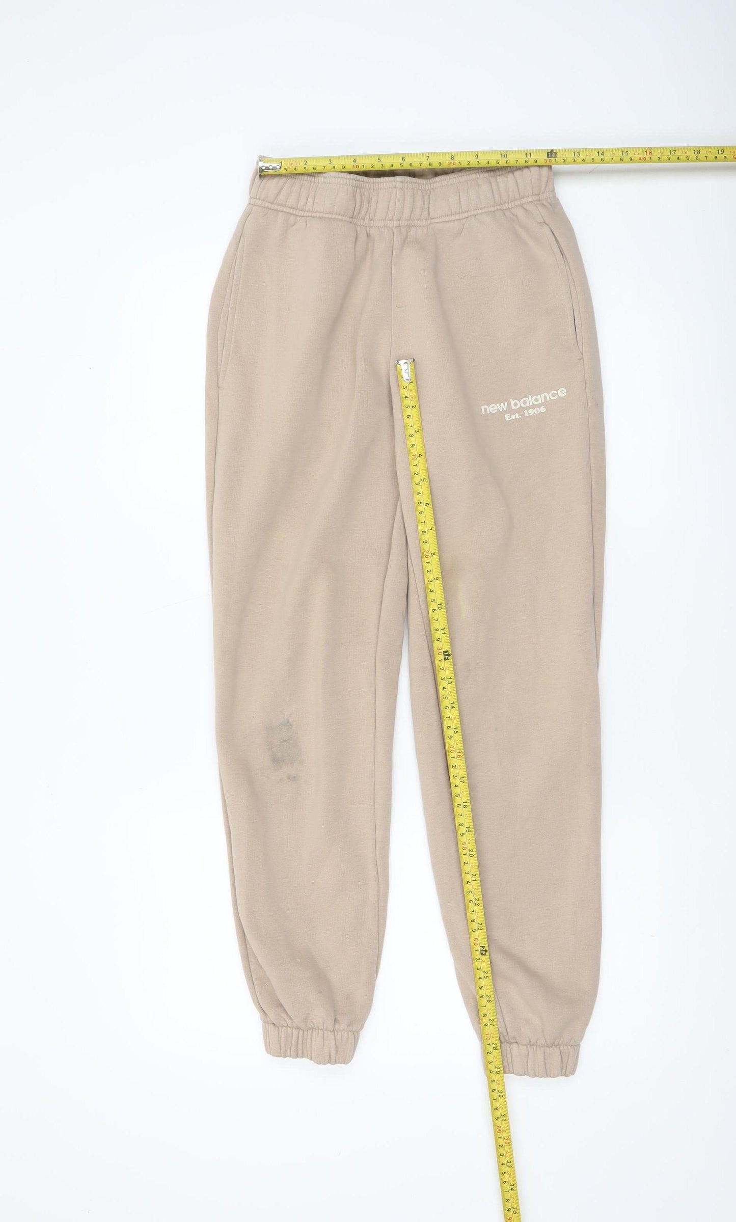 New Balance Women Beige XS Sweatpants Fleece Tapered Trousers
