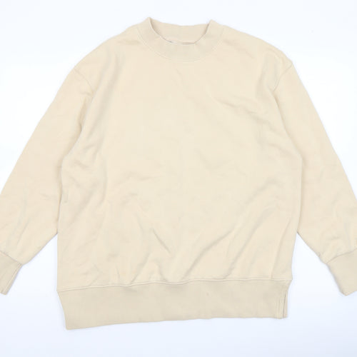 Next Women Beige Crew Neck Pullover Sweatshirt M