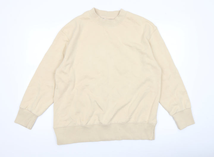 Next Women Beige Crew Neck Pullover Sweatshirt M