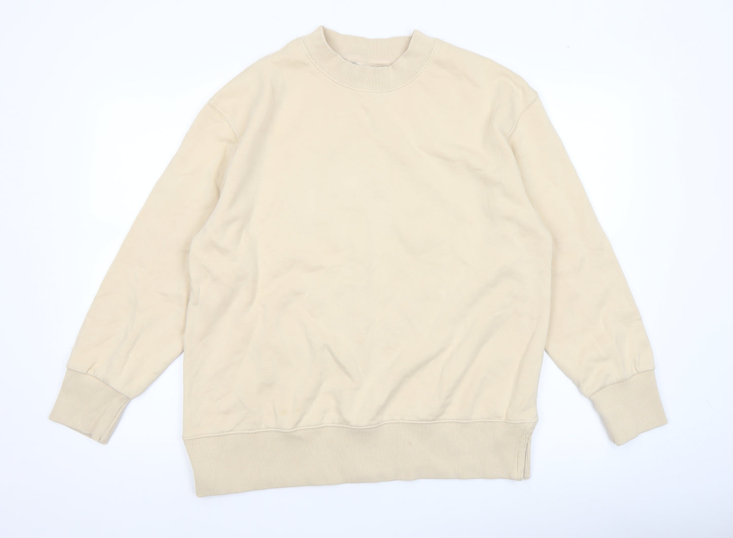 Next Women Beige Crew Neck Pullover Sweatshirt M