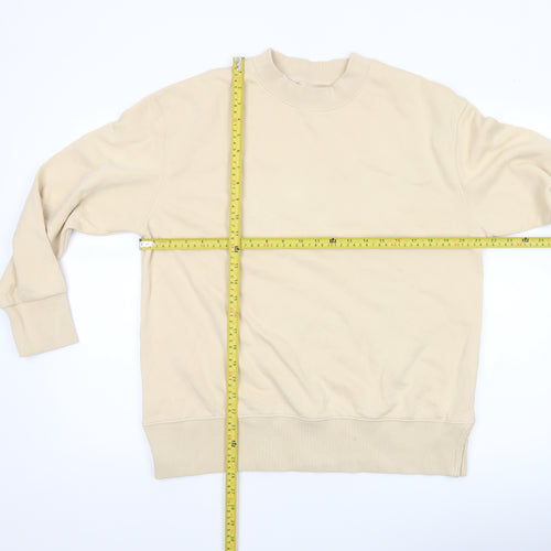 Next Women Beige Crew Neck Pullover Sweatshirt M