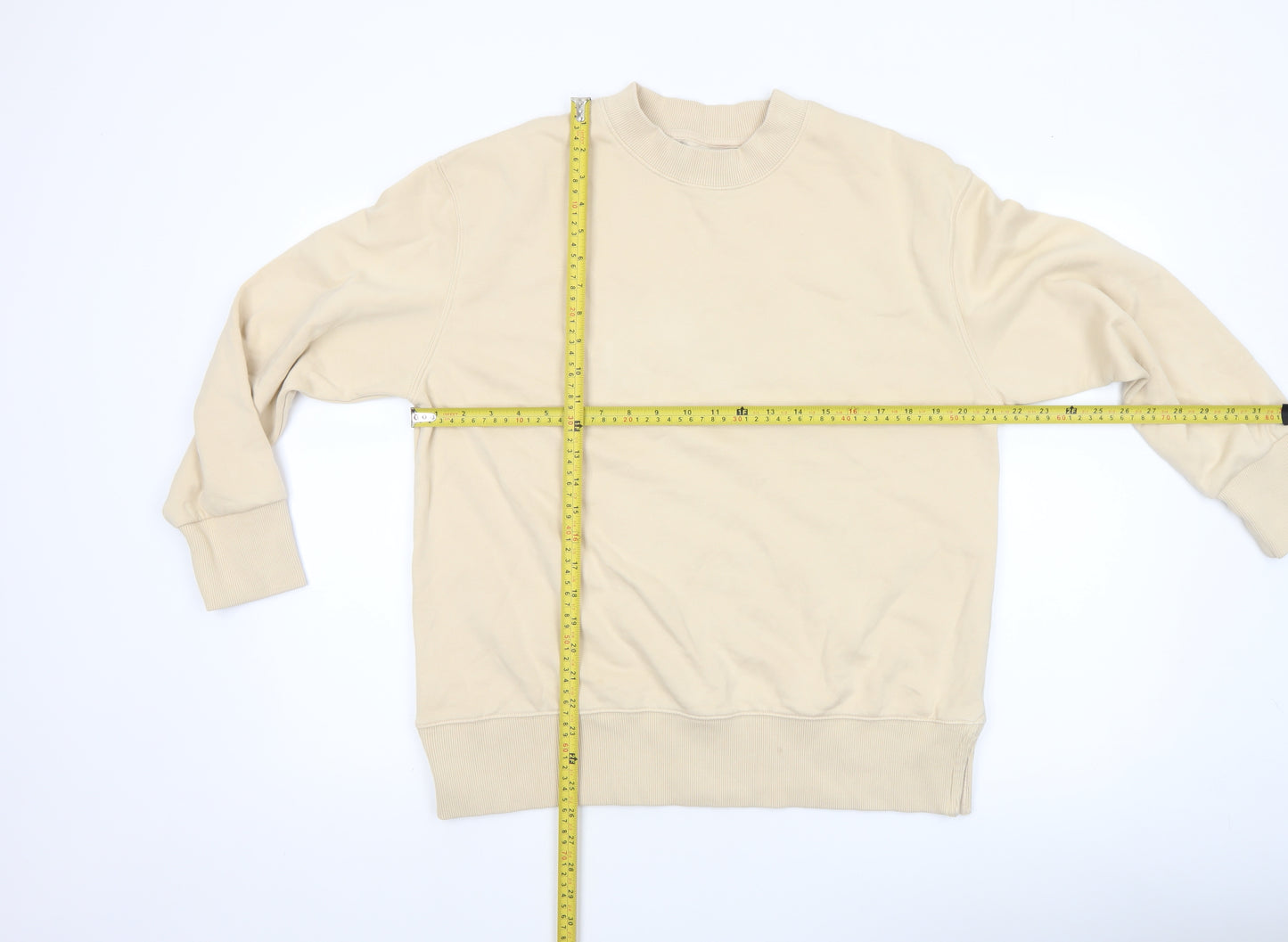 Next Women Beige Crew Neck Pullover Sweatshirt M