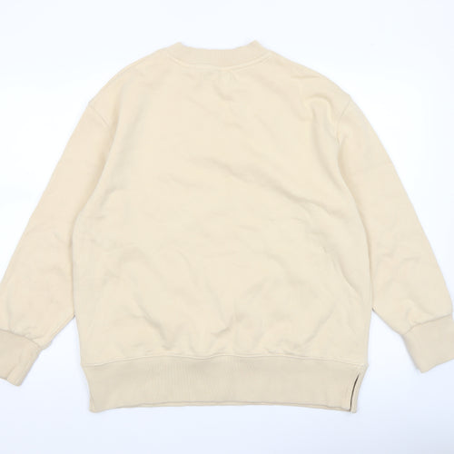 Next Women Beige Crew Neck Pullover Sweatshirt M