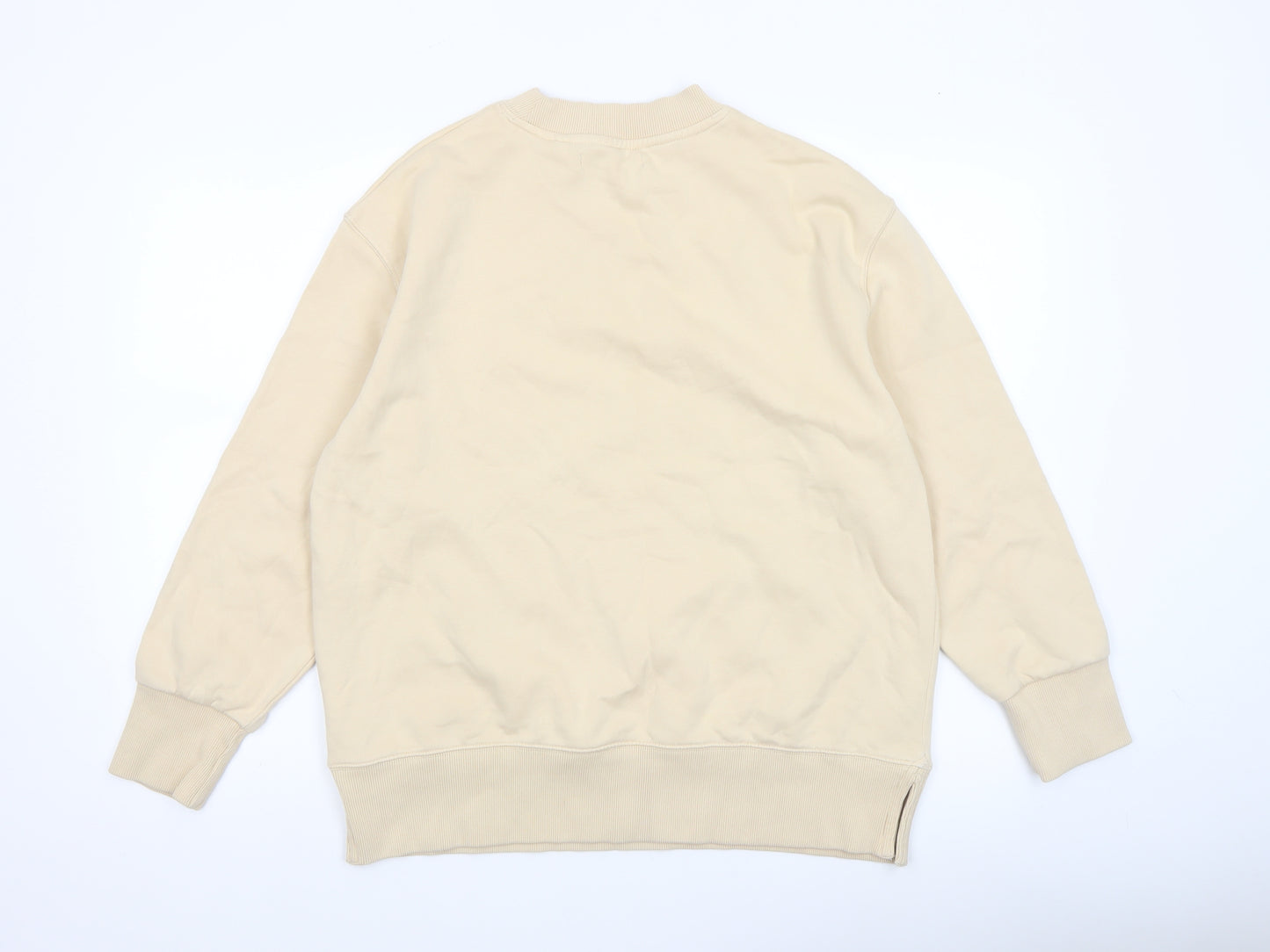 Next Women Beige Crew Neck Pullover Sweatshirt M