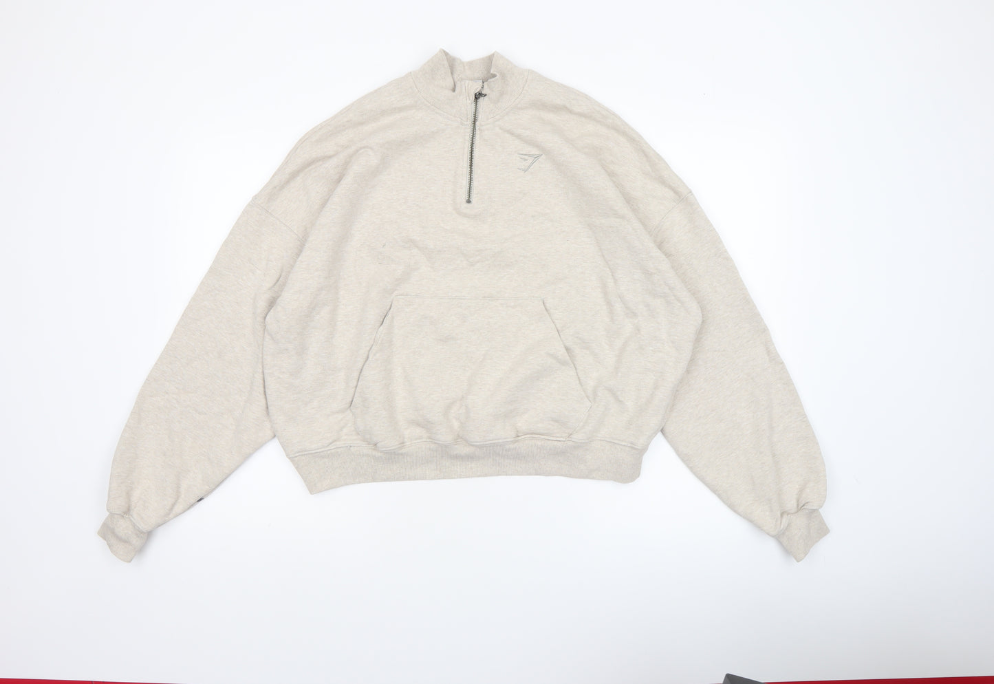 Gymshark Women Beige 1/4 Zip Pullover Sweatshirt M