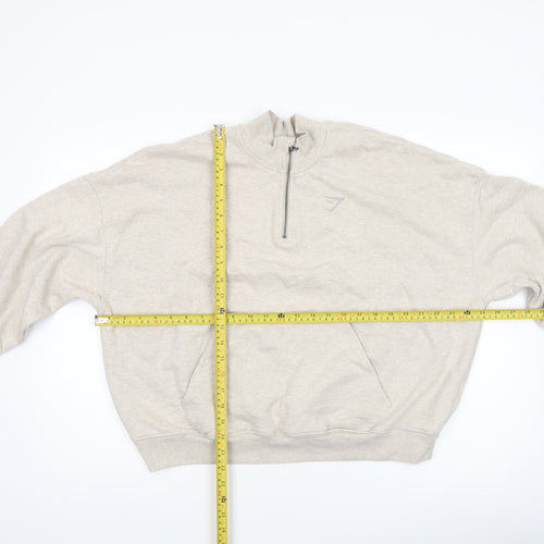 Gymshark Women Beige 1/4 Zip Pullover Sweatshirt M