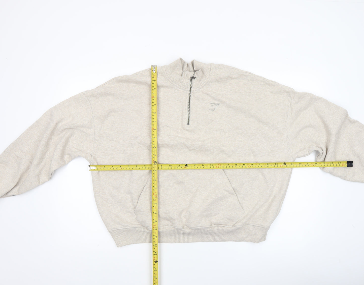 Gymshark Women Beige 1/4 Zip Pullover Sweatshirt M