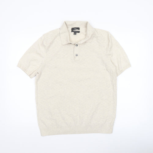 Marks and Spencer Men's Beige Cotton Henley Jumper M