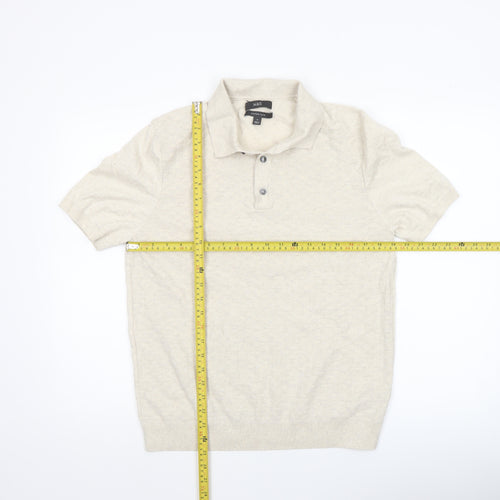 Marks and Spencer Men's Beige Cotton Henley Jumper M