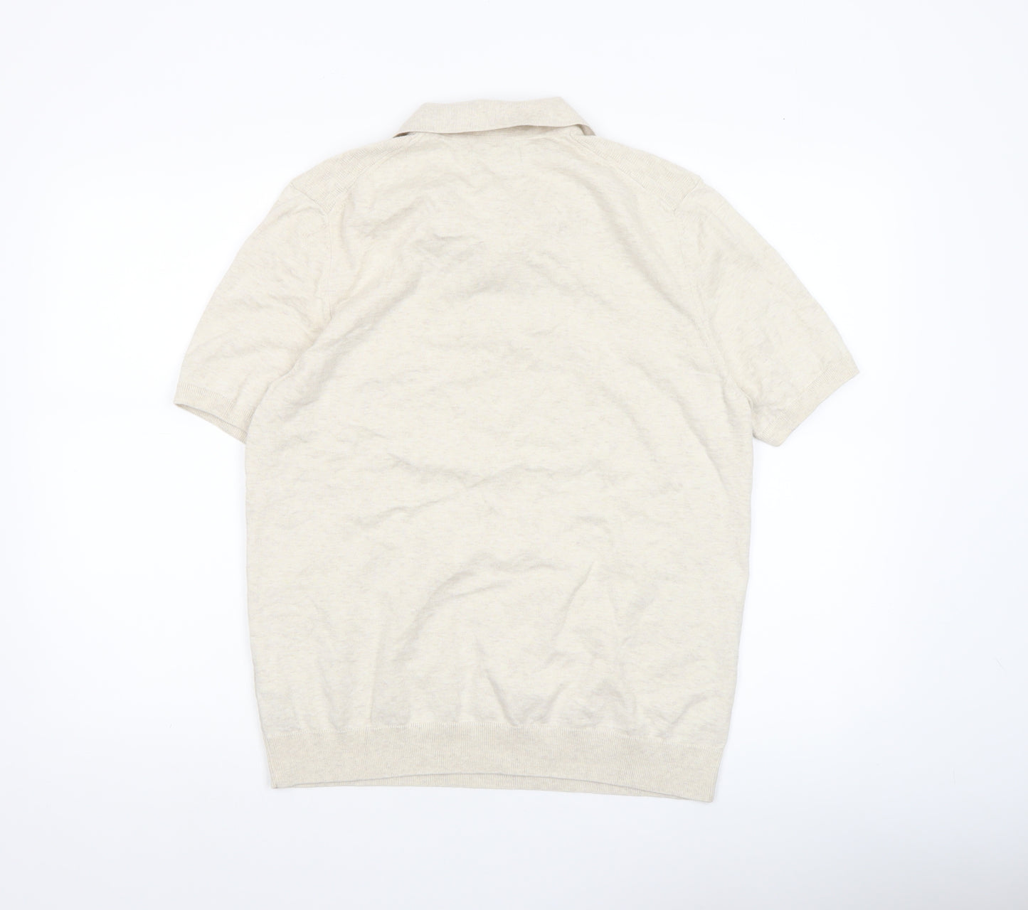 Marks and Spencer Men's Beige Cotton Henley Jumper M